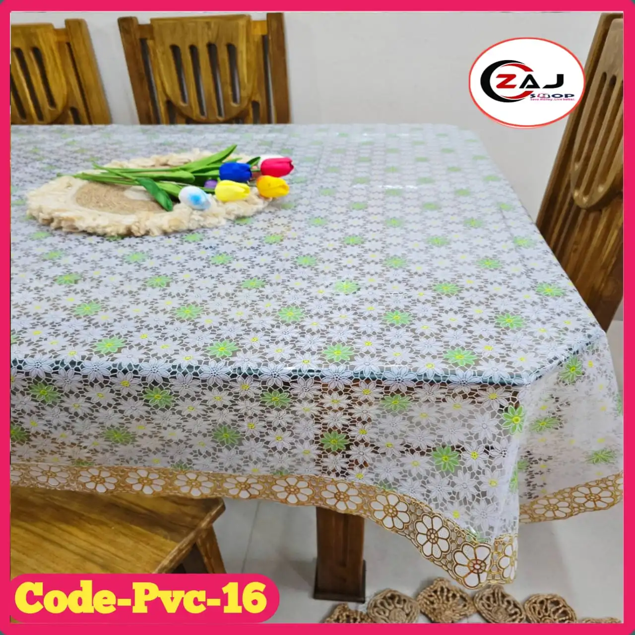 ৬ সিটের টেবিল কভার প্রিন্টেড স্বচ্ছ পরিষ্কার ওয়াটারপ্রুফ কোড - PVC 16